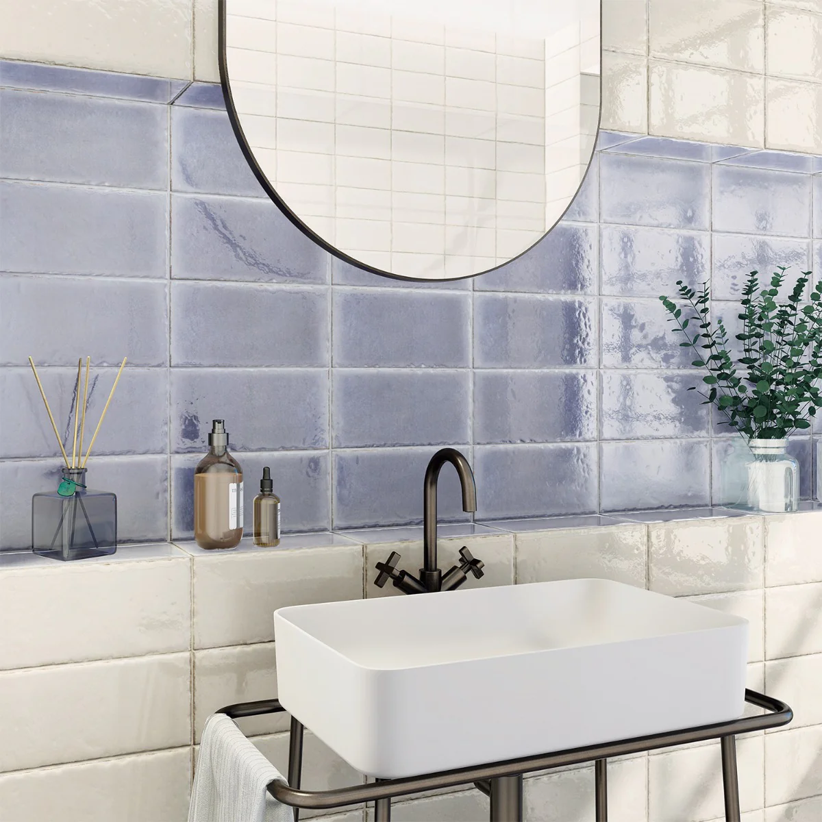 Jamesport Blue 6"x12" Glossy Porcelain Subway Tile by Lux Tile - Image 2