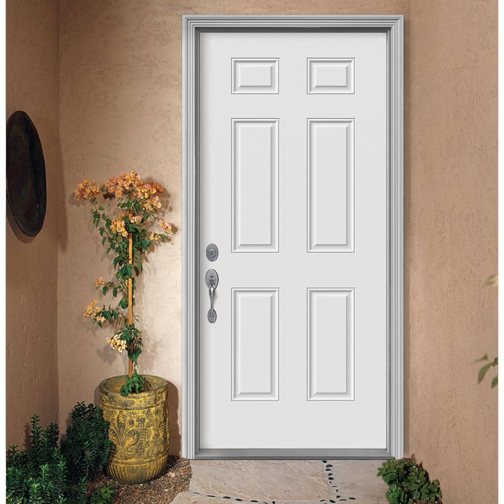 JELD-WEN 30 in. x 79 in. 6-Panel Primed Premium Steel Front Door Slab - Image 2