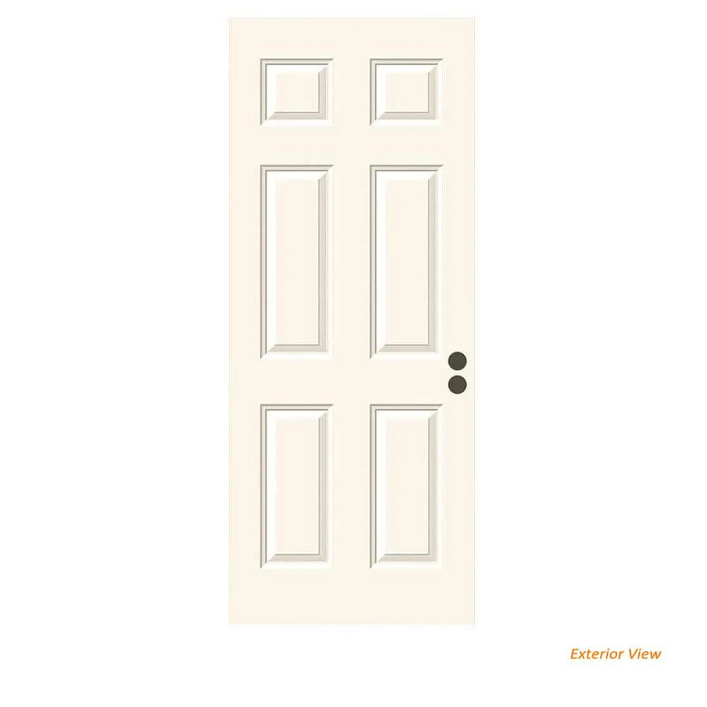 JELD-WEN 30 in. x 79 in. 6-Panel Primed Premium Steel Front Door Slab - Image 4