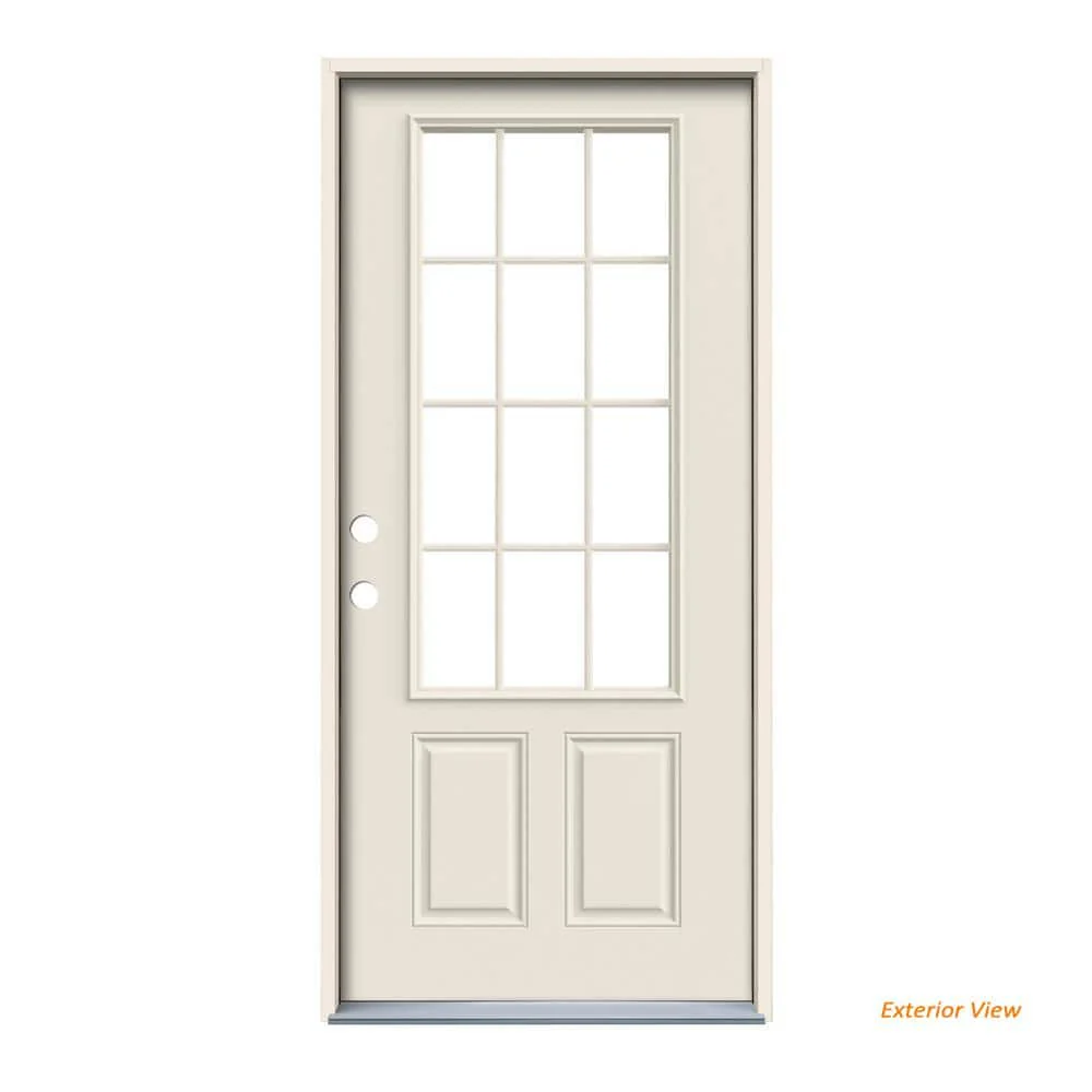 JELD-WEN 32 in. x 80 in. 12-Lite Primed Steel Prehung Right-Hand Inswing Back Door - Image 8