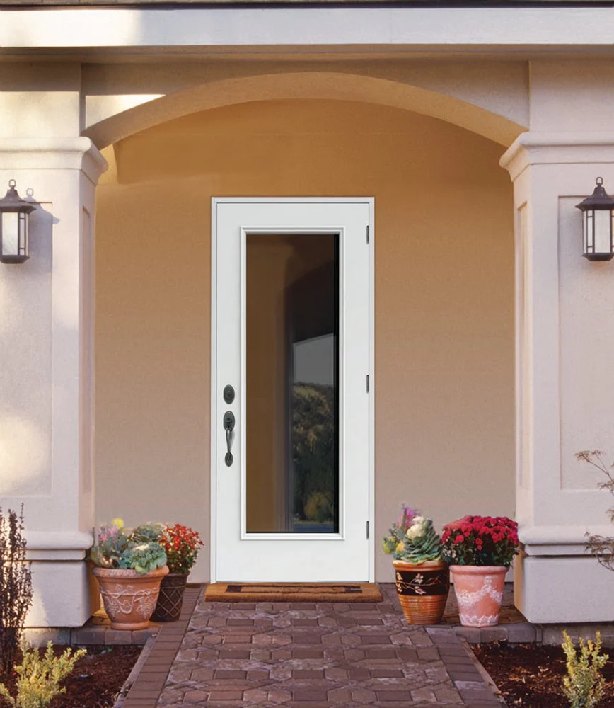 JELD-WEN 32-in x 80-in Fiberglass Full Lite Left-Hand Outswing Primed Prehung Single Front Door - Image 2