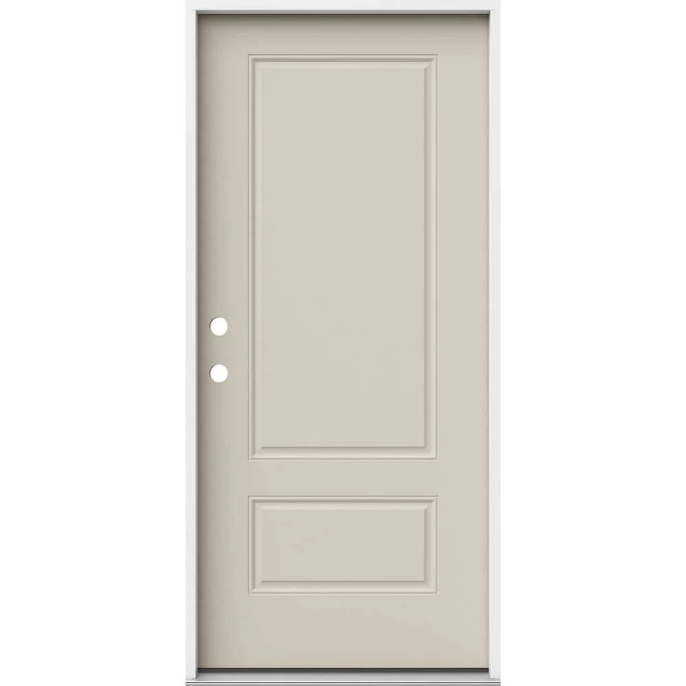 JELD-WEN 36 in. x 80 in. 2 Panel Euro Right-Hand Inswing Primed Steel Prehung Front Door