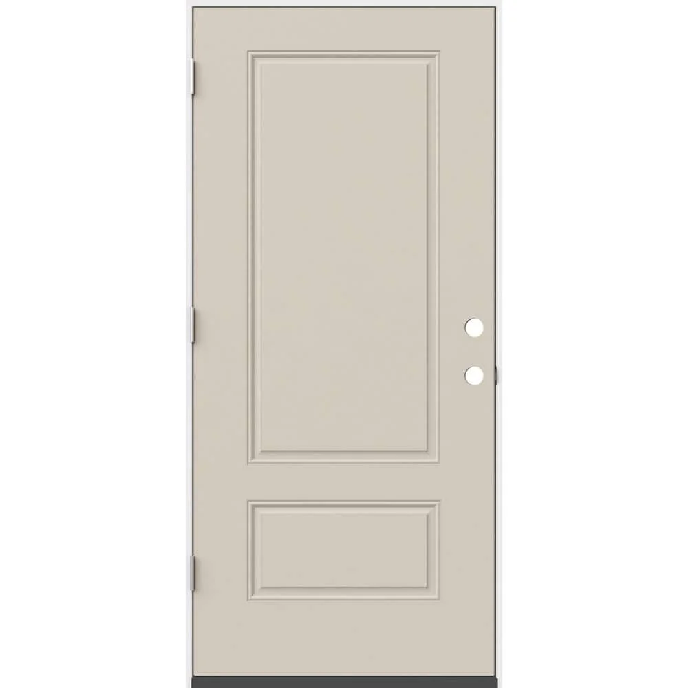 JELD-WEN 36 in. x 80 in. 2 Panel Euro Right-Hand Inswing Primed Steel Prehung Front Door - Image 2