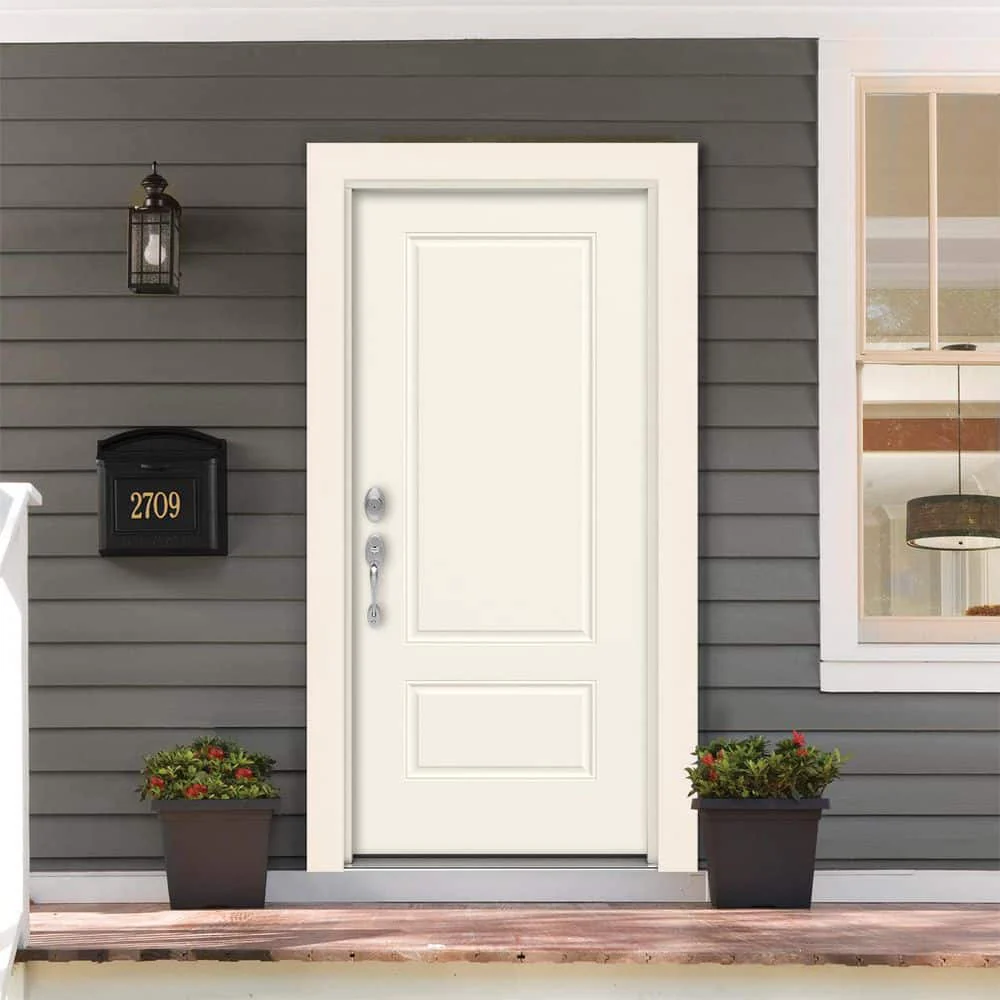 JELD-WEN 36 in. x 80 in. 2 Panel Euro Right-Hand Inswing Primed Steel Prehung Front Door - Image 3