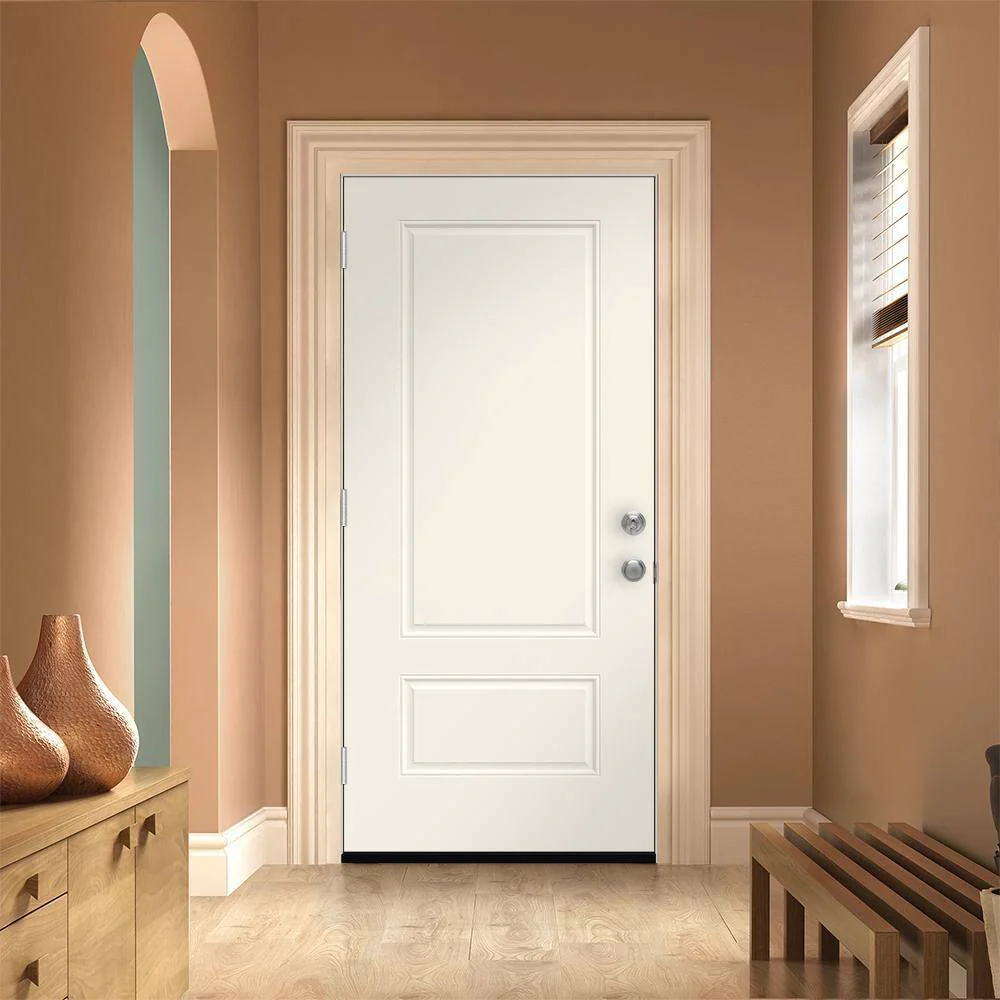 JELD-WEN 36 in. x 80 in. 2 Panel Euro Right-Hand Inswing Primed Steel Prehung Front Door - Image 4