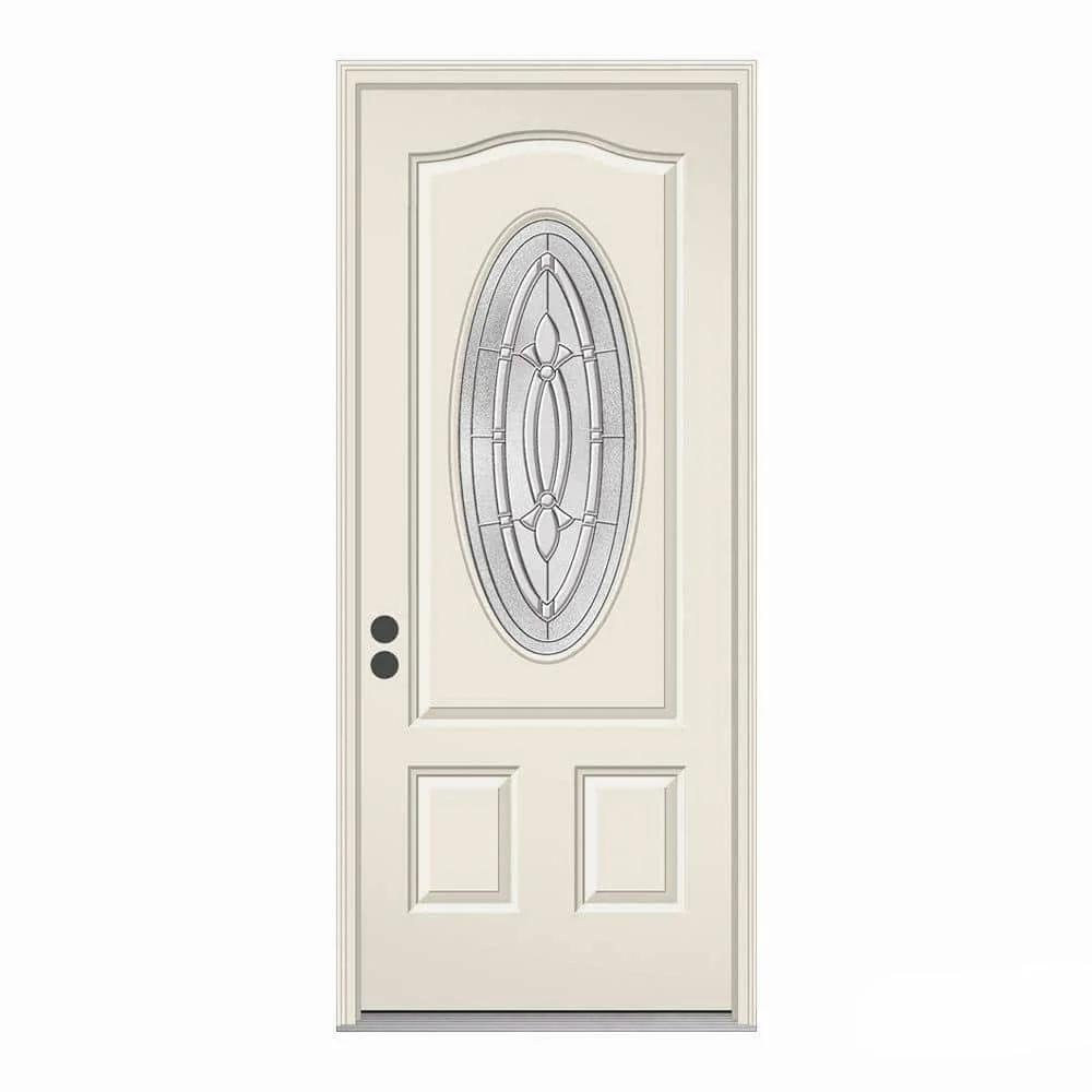 JELD-WEN 36 in. x 80 in. 3/4 Oval Lite Blakely Primed Steel Prehung Right-Hand Inswing Front Door