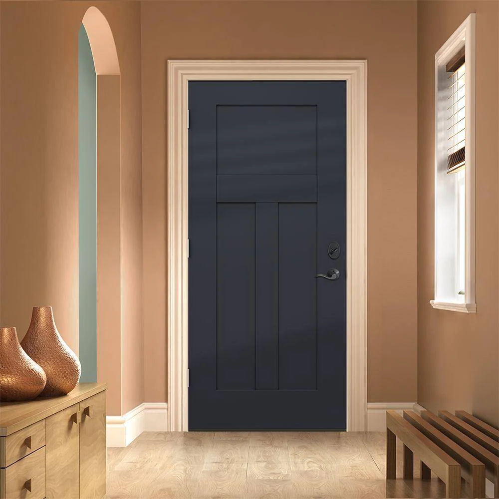 JELD-WEN 36 in. x 80 in. 3-Panel Right-Hand Inswing Craftsman Black Steel Prehung Front Door - Image 4