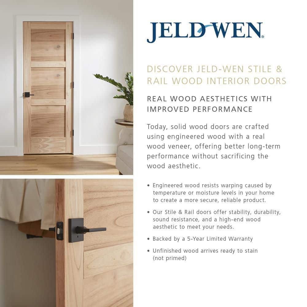JELD-WEN 36 in. x 80 in. Farmhouse Unfinished Solid Wood 6-Lite Obscure Glass Interior Door Slab - Image 3