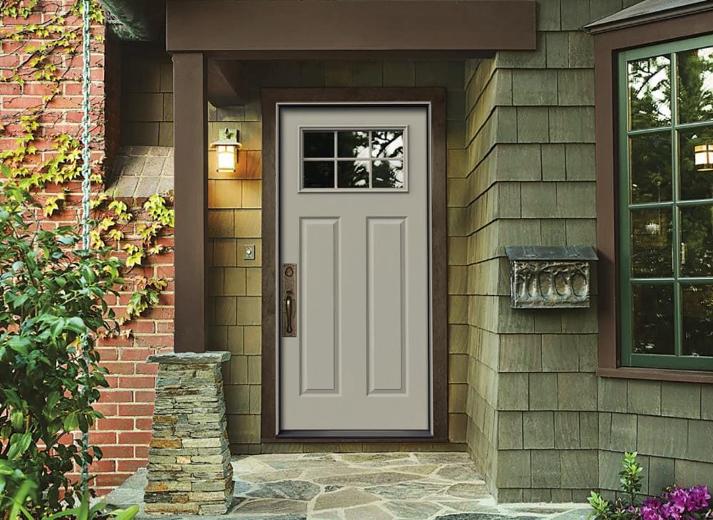 JELD-WEN 36-in x 80-in Steel Craftsman Right-Hand Inswing Primed Prehung Single Front Door - Image 6