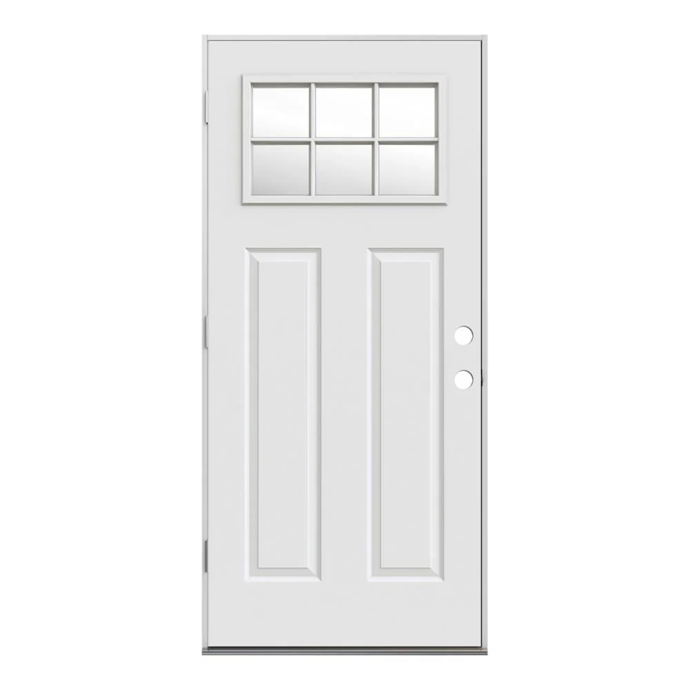 JELD-WEN 36-in x 80-in Steel Craftsman Right-Hand Outswing Primed Prehung Single Front Door