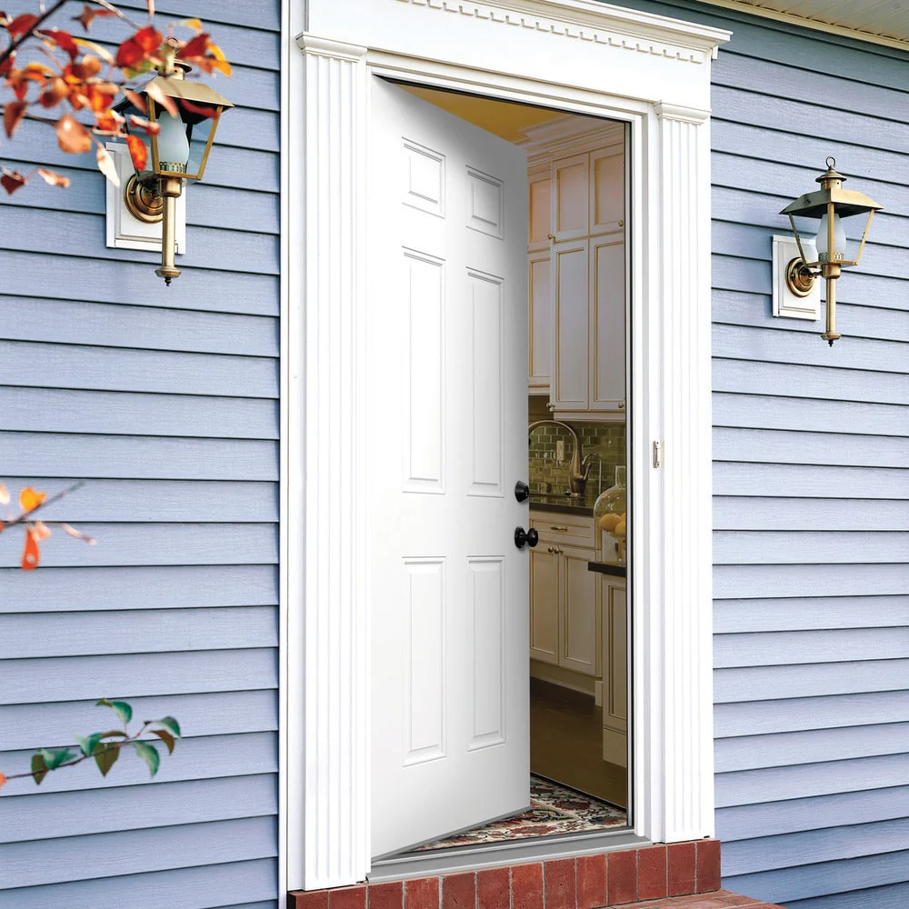JELD-WEN 36-in x 80-in Steel Left-Hand Inswing Primed Prehung Single Front Door, 6-Panel, 4-9/16-in Jamb - Image 4