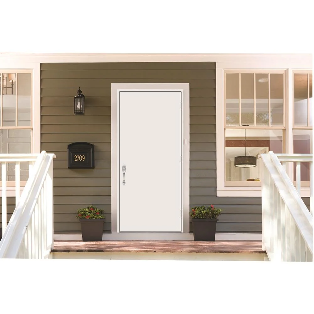 JELD-WEN 36-in x 80-in Steel Left-Hand Outswing Primed Prehung Single Front Door - Image 2