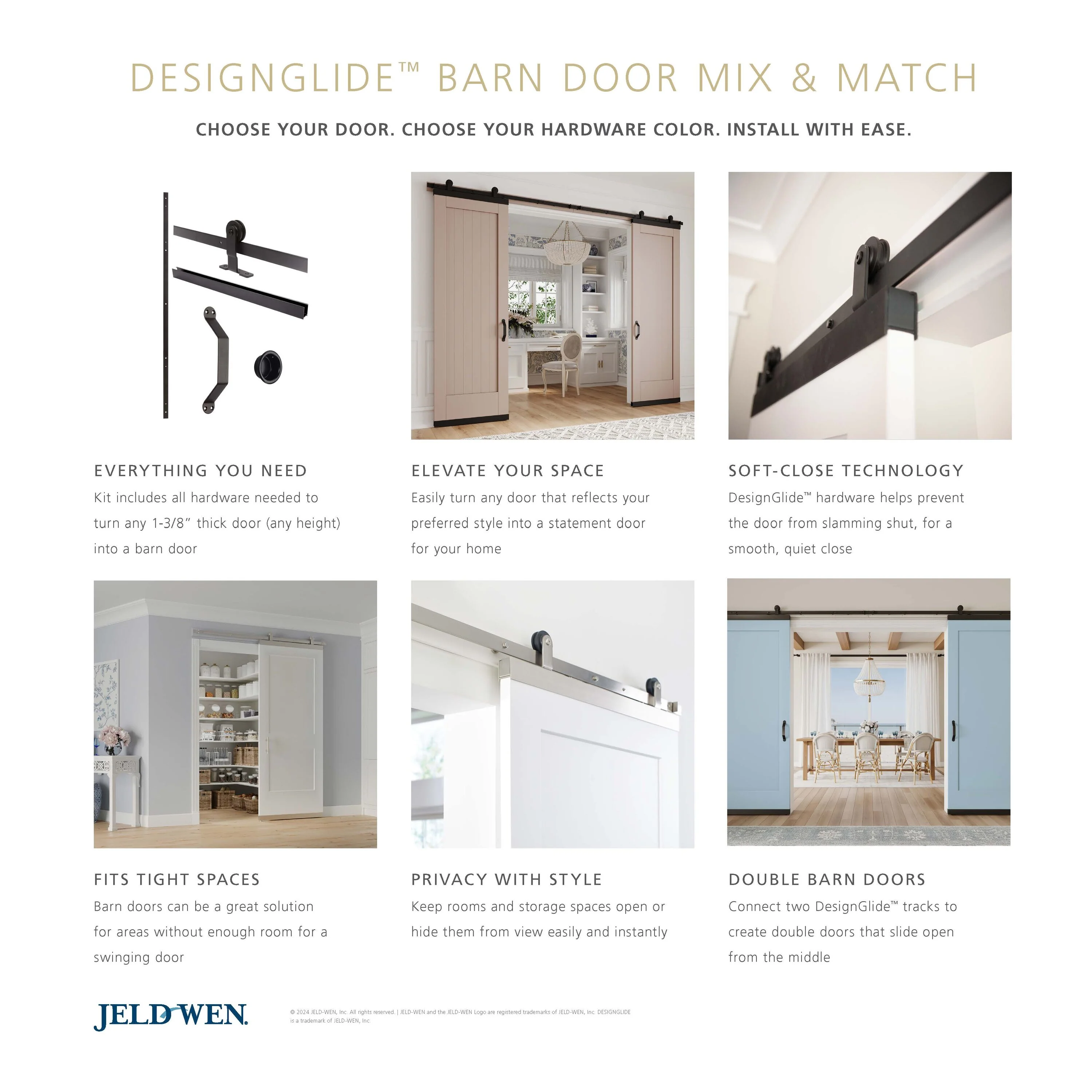 JELD-WEN 36-in x 80-in Unfinished Frosted Glass White Cedar Wood Single Barn Door - Image 2