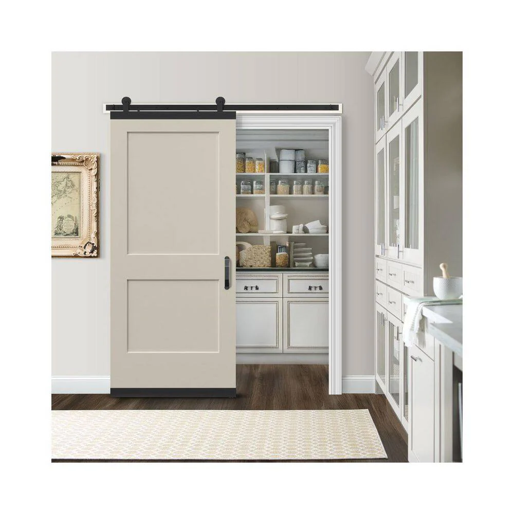 JELD-WEN 36 in. x 84 in. Monroe Primed Smooth Molded Composite MDF Barn Door with Rustic Hardware Kit - Image 5