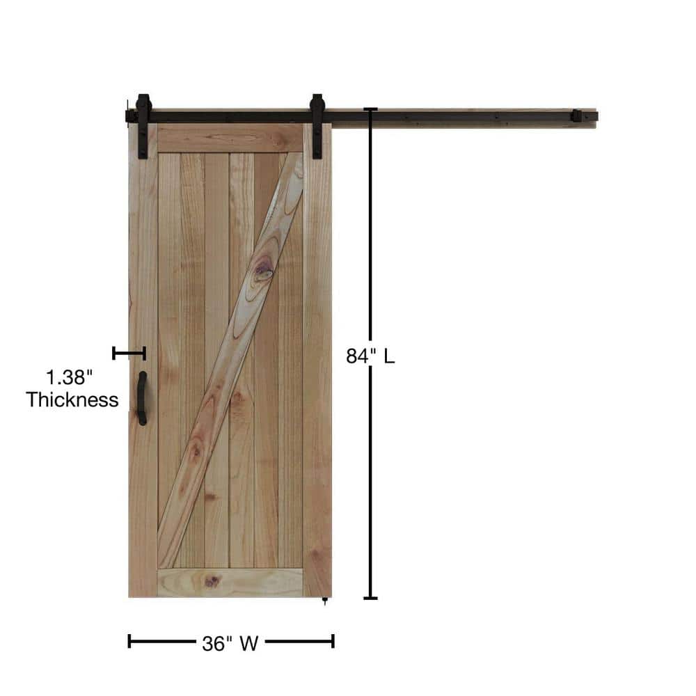 JELD-WEN 36 in. x 84 in. Rustic Unfinished Wood Sliding Barn Door with Hardware Kit - Image 3