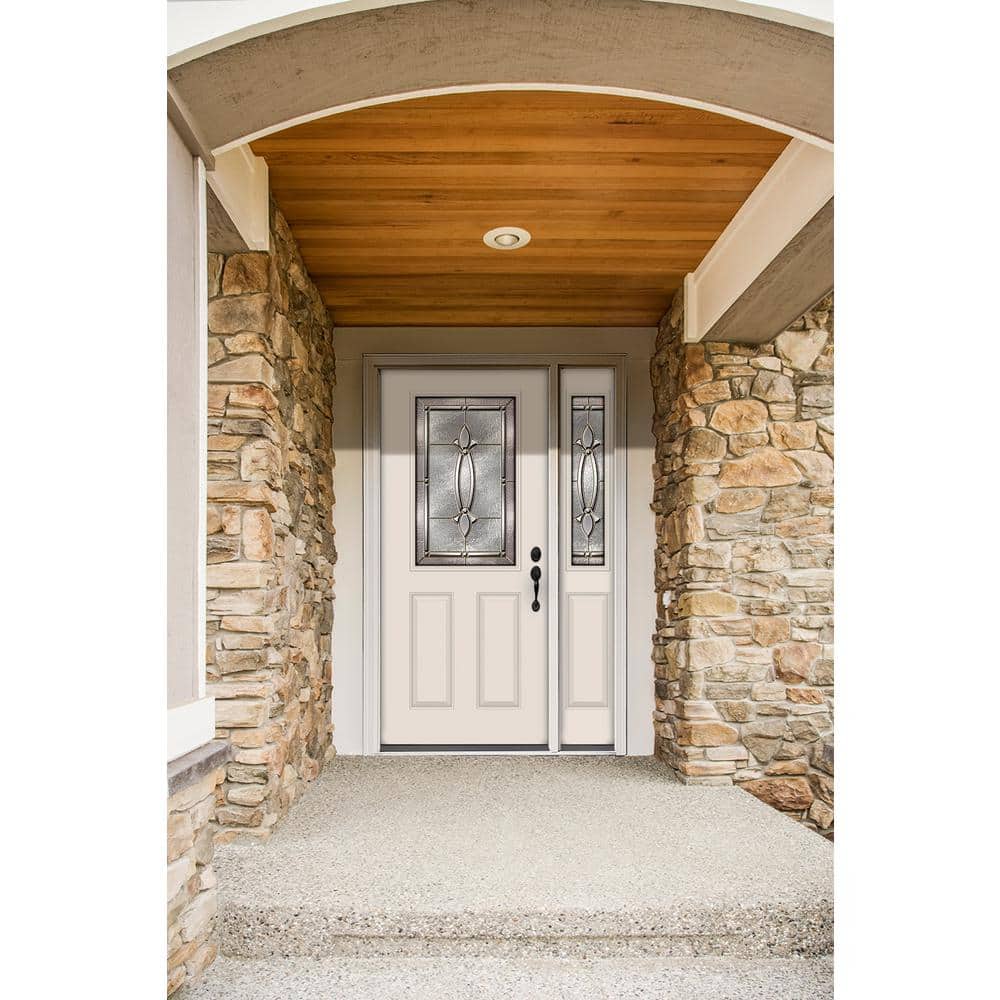 JELD-WEN 52 in. x 80 in. 1/2 Lite Blakely Primed Steel Prehung Left-Hand Inswing Front Door with Right-Hand Sidelite - Image 2