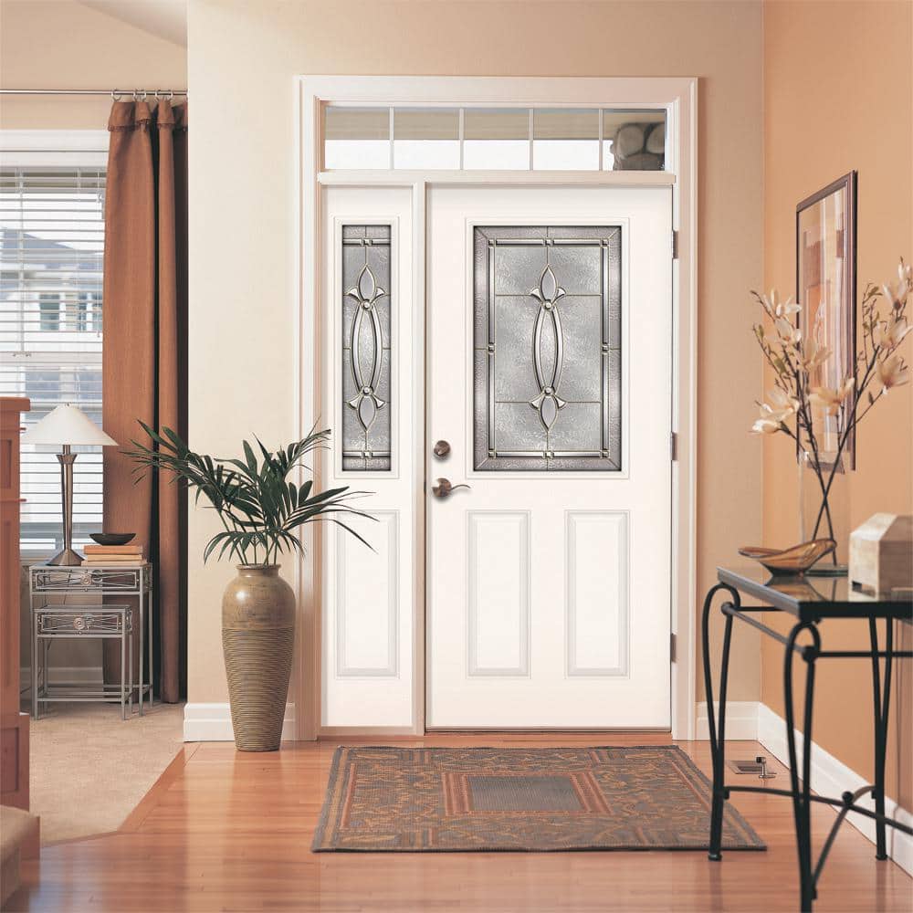JELD-WEN 52 in. x 80 in. 1/2 Lite Blakely Primed Steel Prehung Left-Hand Inswing Front Door with Right-Hand Sidelite - Image 3