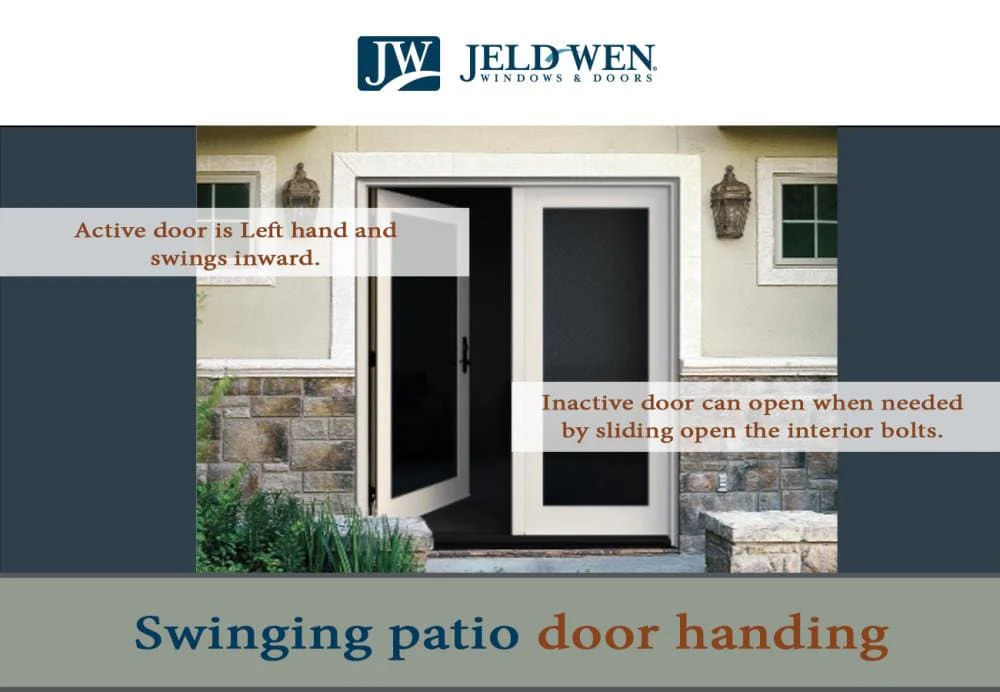 JELD-WEN 60-in x 80-in 4-9/16-in Low-E Blinds-Between-the-Glass Currant Fiberglass French Left-Hand Inswing Double Patio Door, Brickmould Included - Image 4