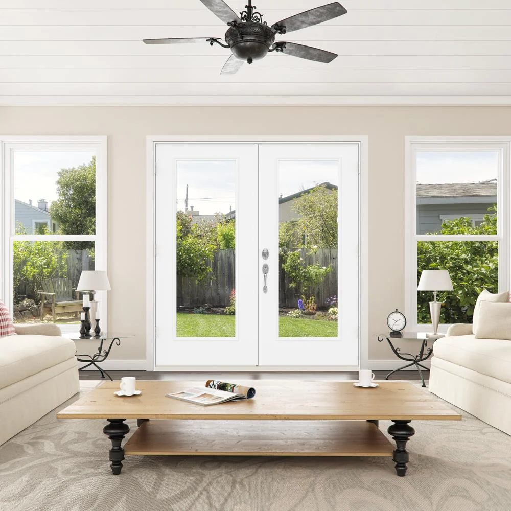 JELD‑WEN 60-in x 80-in 4-9/16-in Low‑E Primed Steel French Left-Hand Inswing Double Patio Door with Brickmould - Image 5