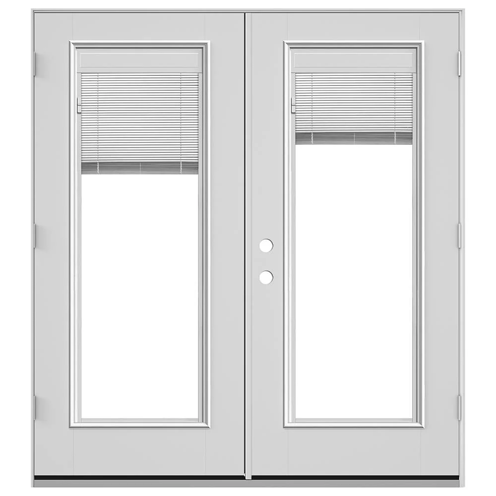 JELD-WEN 72-in x 80-in 4-9/16-in Jamb Low-E Blinds-Between-the-Glass Primed Fiberglass French Left-Hand Inswing Double Patio Door - Image 2