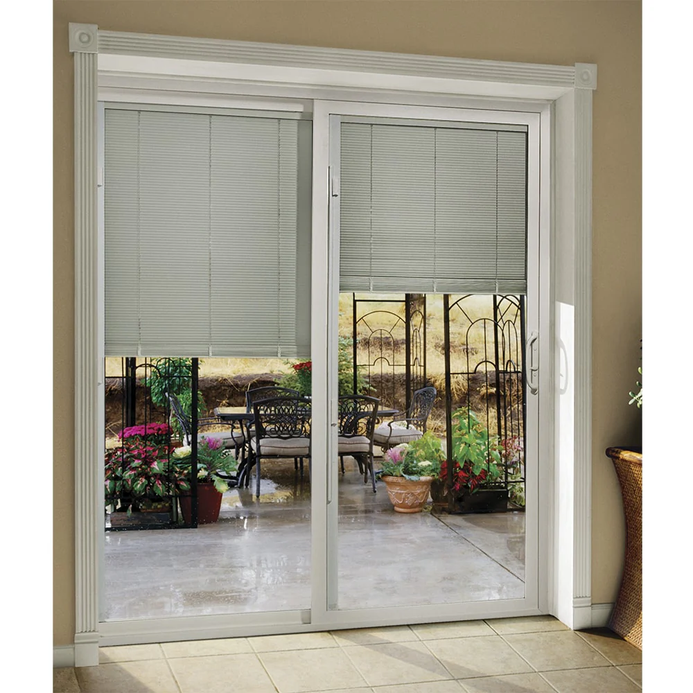 JELD-WEN 72-in x 80-in 4-9/16-in Low‑E Blinds‑Between‑Glass White Vinyl Left‑Hand Sliding Double Patio Door with Screen - Image 5