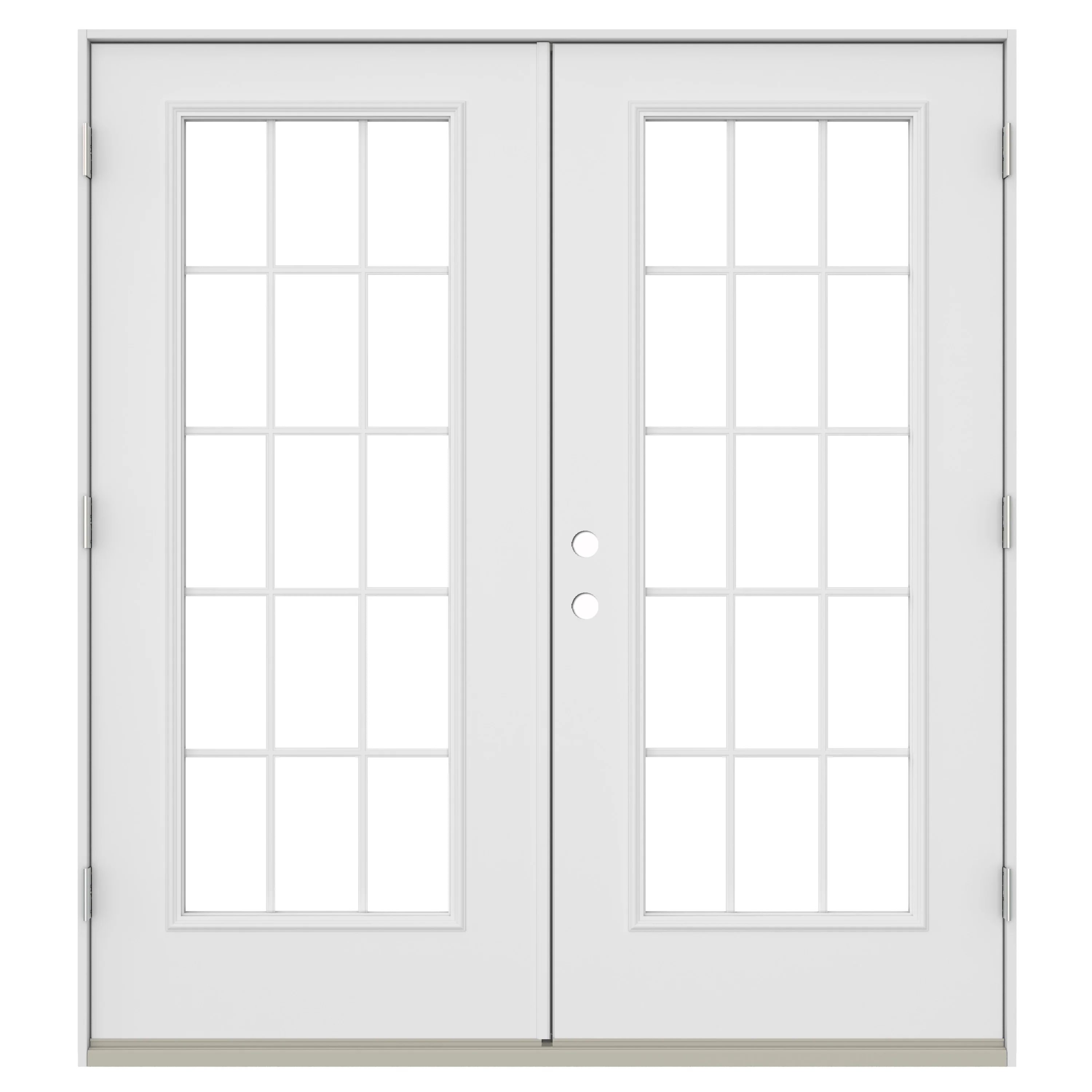 JELD-WEN 72-in x 80-in 4-9/16-in Low-E External Grilles Primed Steel French Left-Hand Inswing Double Patio Door