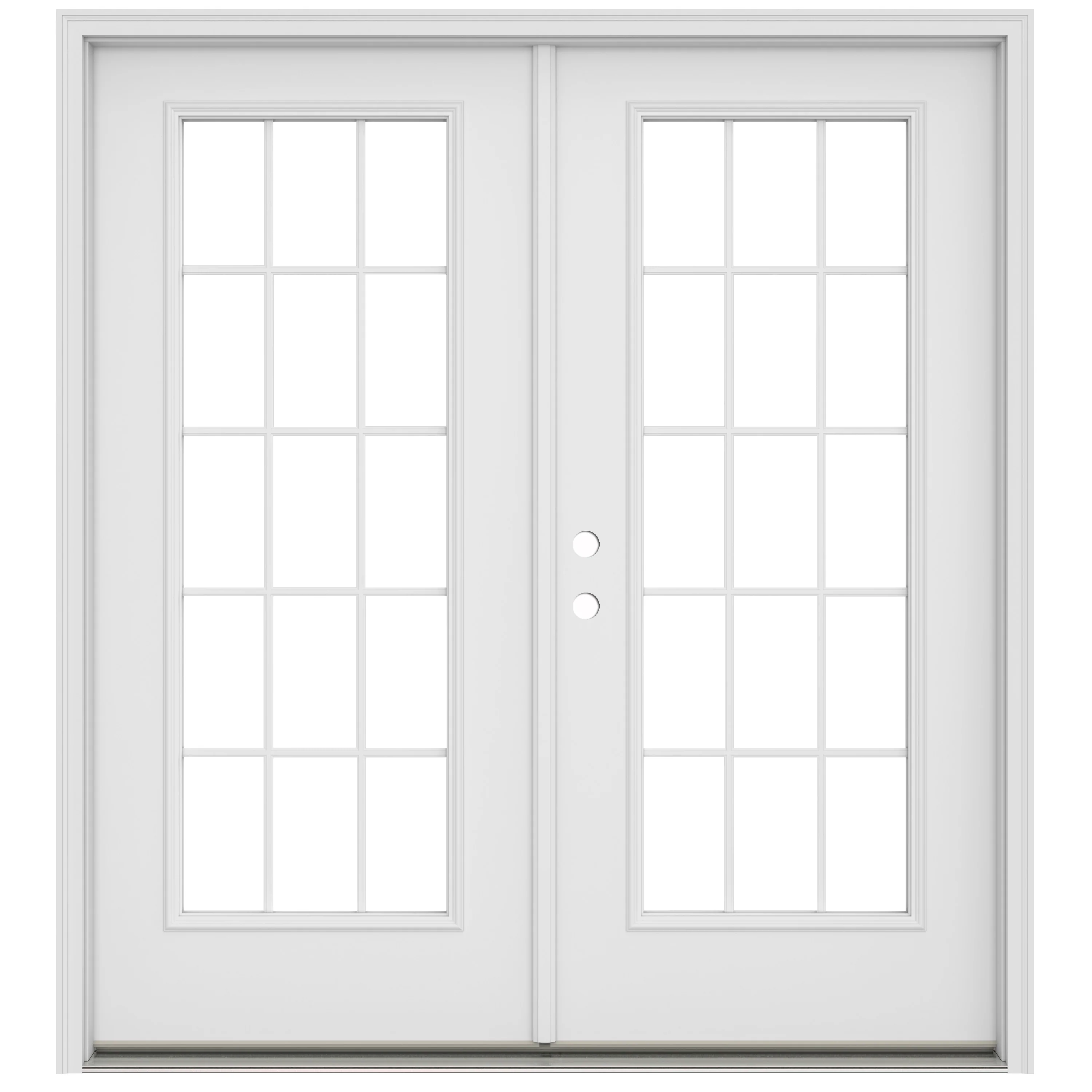 JELD-WEN 72-in x 80-in 4-9/16-in Low-E External Grilles Primed Steel French Right-Hand Inswing Double Patio Door
