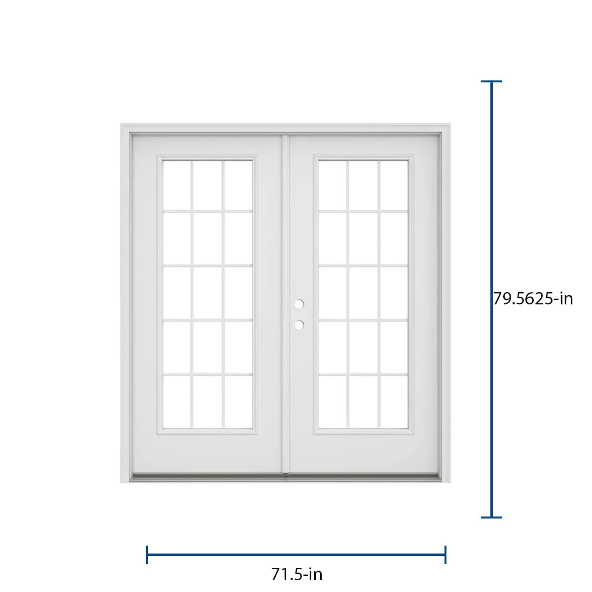 JELD-WEN 72-in x 80-in 4-9/16-in Low-E External Grilles Primed Steel French Right-Hand Inswing Double Patio Door - Image 2