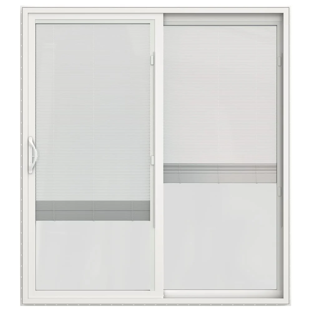 JELD-WEN 72-in x 80-in 4-9/16-in Low-E Insulating Blinds-Between-the-Glass White Vinyl Right-Hand Sliding Double Patio Door - Image 2
