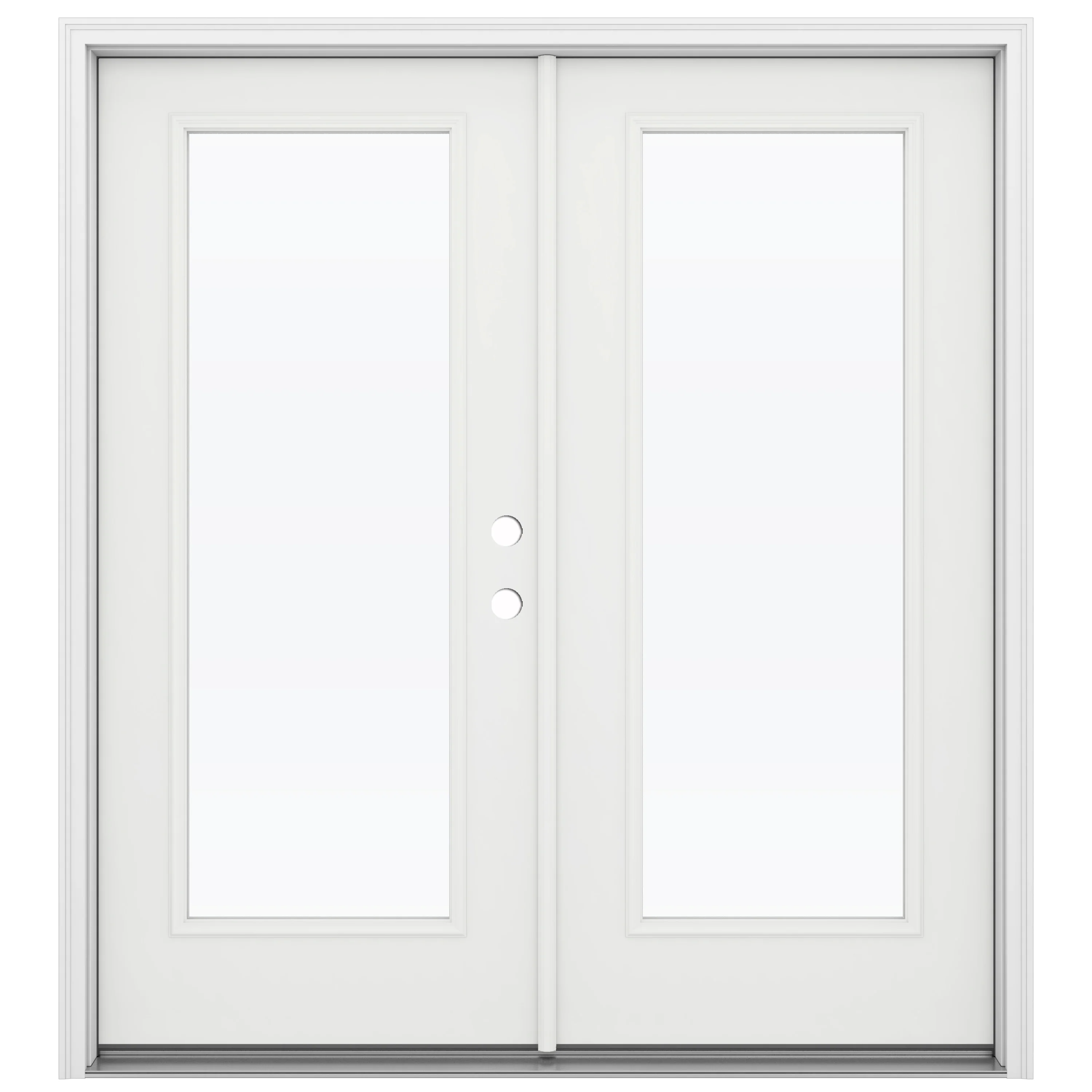 JELD-WEN 72-in x 80-in 4-9/16-in Low-E Primed Fiberglass French Left-Hand Inswing Double Patio Door, Brickmould Included