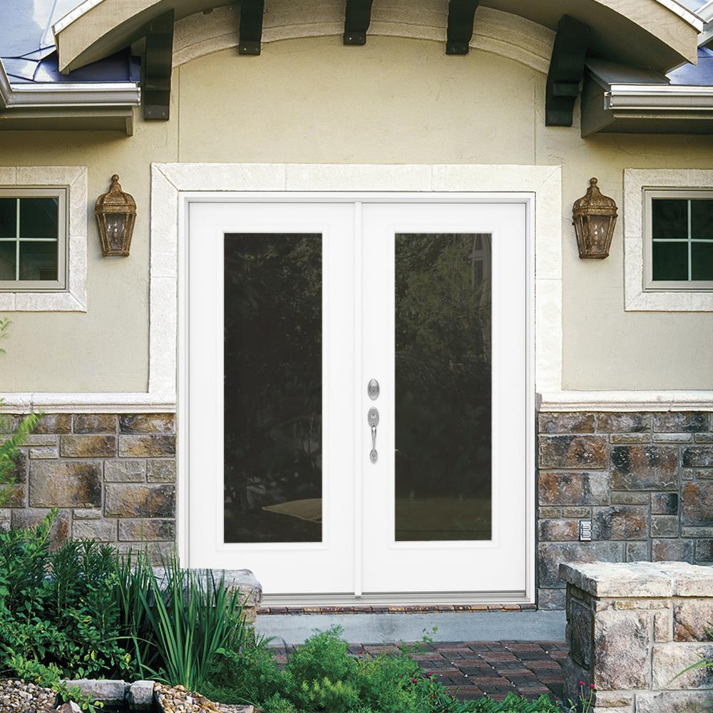 JELD-WEN 72-in x 80-in 4-9/16-in Low-E Primed Steel French Right-Hand Inswing Double Patio Door - Image 2