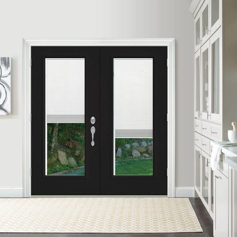 JELD-WEN 72 in. x 80 in. Black Painted Steel Right-Hand Inswing Full Lite Glass Stationary/Active Patio Door - Image 3