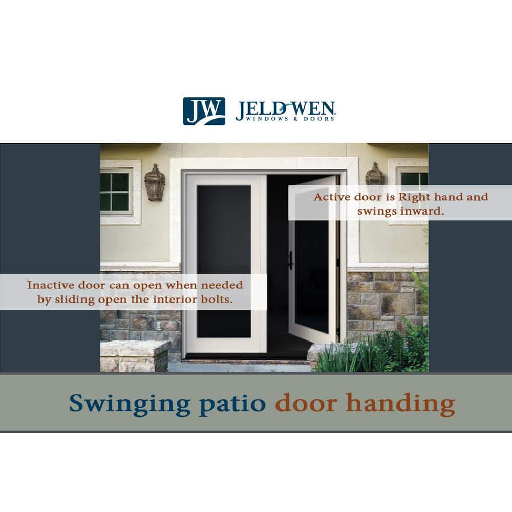 JELD-WEN 72 in. x 80 in. Black Painted Steel Right-Hand Inswing Full Lite Glass Stationary/Active Patio Door - Image 4