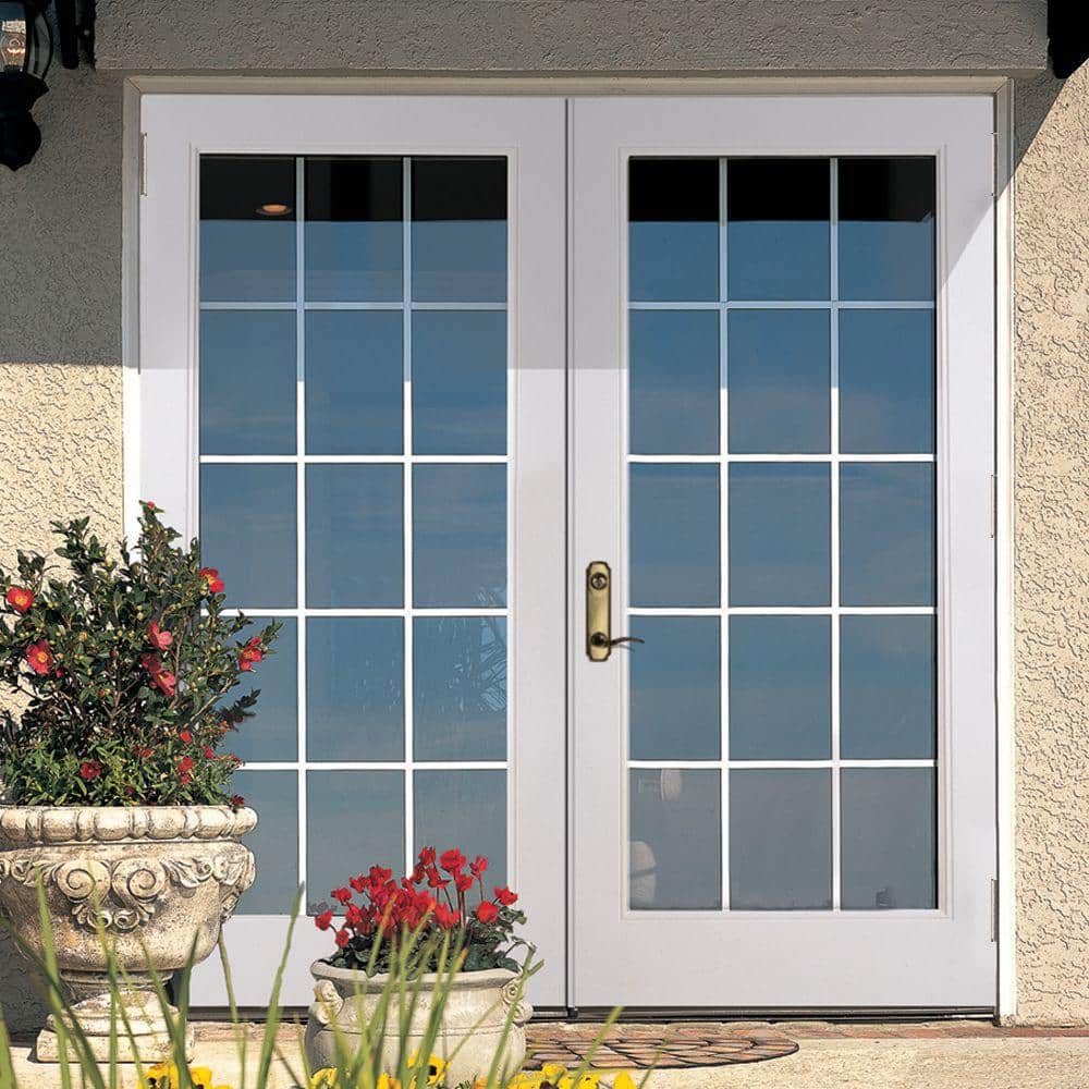 JELD-WEN 72 in. x 80 in. Right-Hand Outswing Low-E 15 Lite Primed Steel Double Prehung Patio Door - Image 5