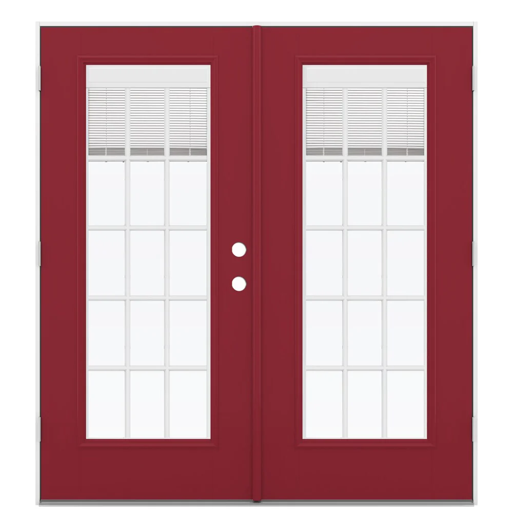 JELD-WEN 72-in x 80-in x 4-9/16-in Low-E Currant Fiberglass French Right-Hand Outswing Double Patio Door