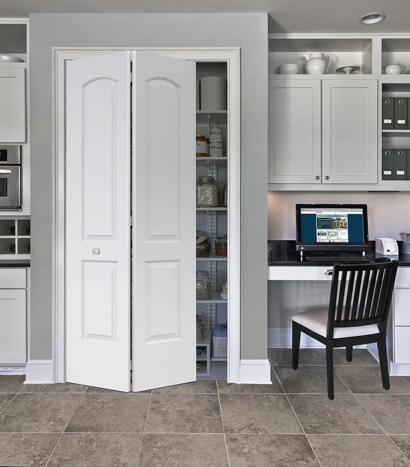 JELD-WEN Continental 24-in x 80-in Primed 2-Panel Round Top Molded Composite Bifold Door, Hardware Included - Image 2