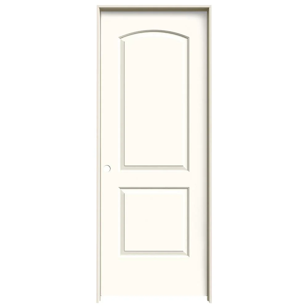 JELD-WEN Continental 32-in x 80-in White 2-Panel Round Top Hollow Core Prefinished Molded Composite Right-Hand Single Prehung Interior Door