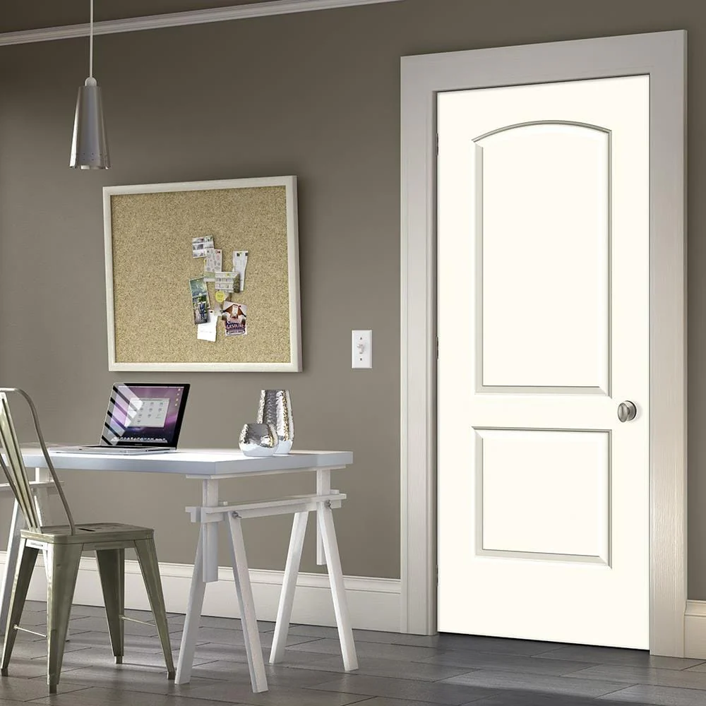 JELD-WEN Continental 32-in x 80-in White 2-Panel Round Top Hollow Core Prefinished Molded Composite Right-Hand Single Prehung Interior Door - Image 2