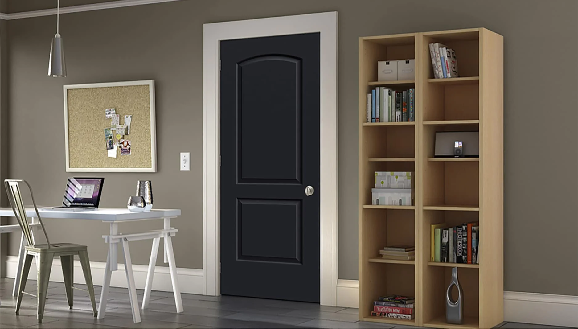 JELD-WEN Continental 36-in x 80-in Primed 2-Panel Round Top Hollow Core Molded Composite Left-Hand Single Prehung Interior Door - Image 5