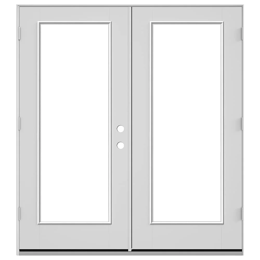 JELD-WEN F-3500 72-in x 80-in 4-9/16-in Jamb Primed Fiberglass French Right-Hand Inswing Double Patio Door with Low-E Glass, Brickmould Included - Image 2