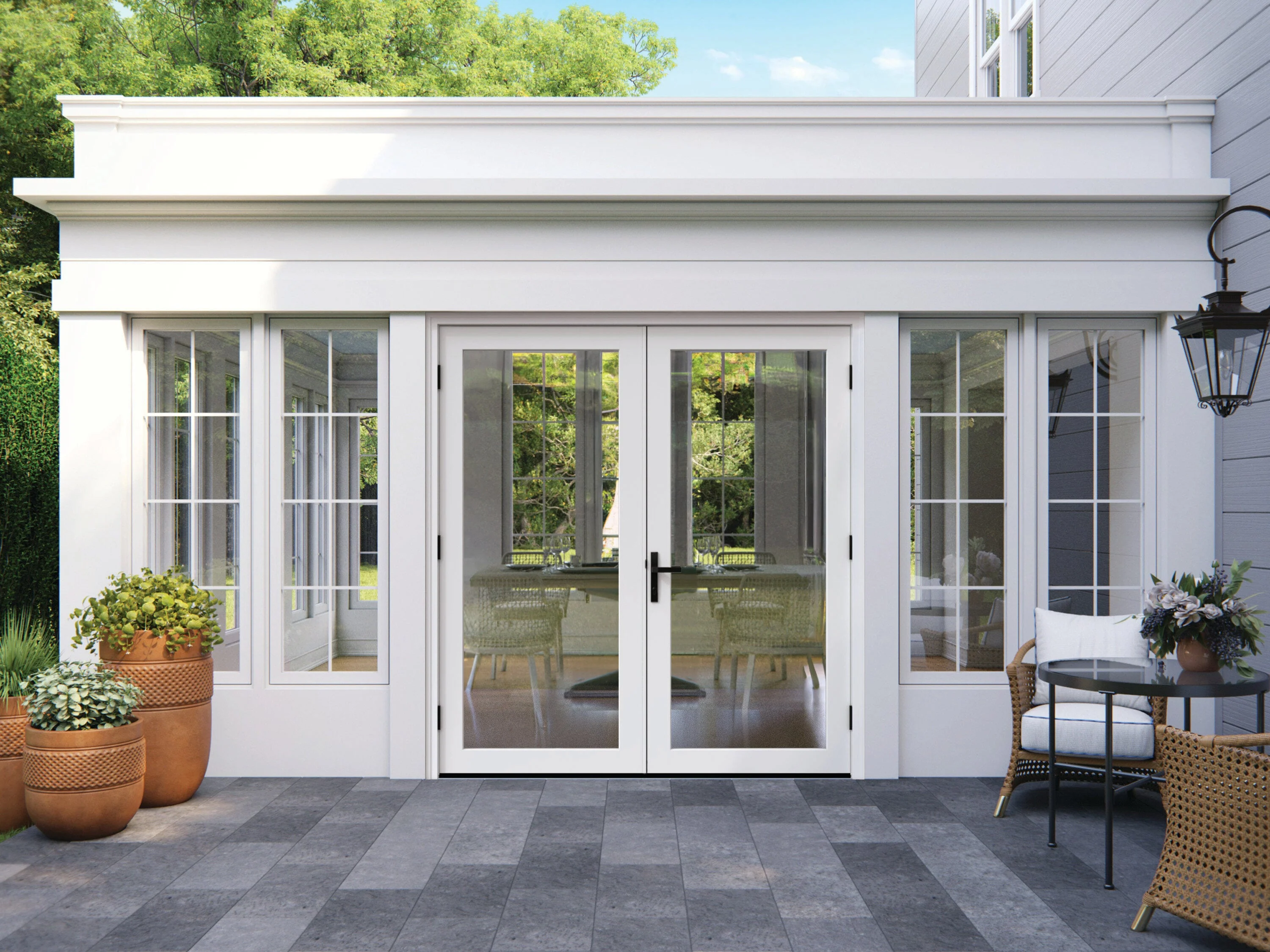 JELD-WEN F-4500 72-in x 80-in x 4-9/16-in Low-E Primed Fiberglass French Left-Hand Outswing Double Patio Door - Image 8