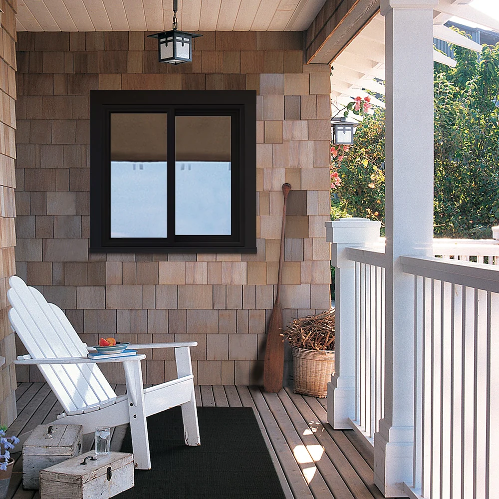 JELD-WEN FiniShield V-4500 35-1/2-in x 35-1/2-in x 3-in Jamb Right-Operable Vinyl Sliding Window, Black Exterior/White Interior, Full Screen Included - Image 3