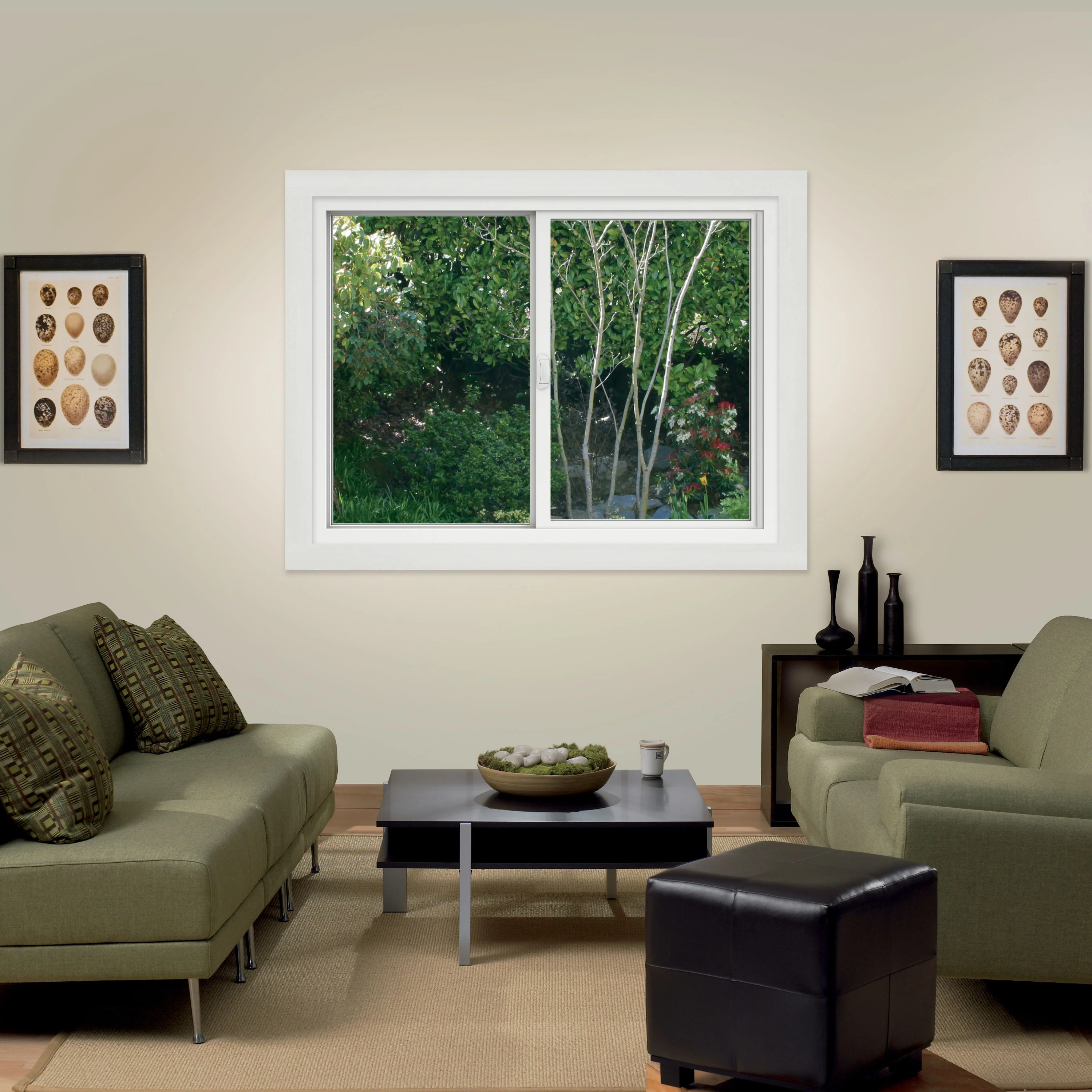 JELD-WEN FiniShield V-4500 47-1/2-in x 35-1/2-in x 3-in Jamb Left-Operable Black Exterior/White Interior Vinyl Sliding Window, Full Screen Included - Image 6