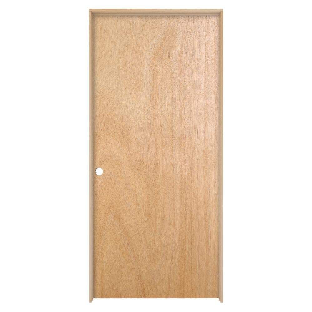 JELD-WEN Flush 32-in x 80-in Unfinished Lauan Veneer Hollow Core Right-Hand Single Prehung Interior Door