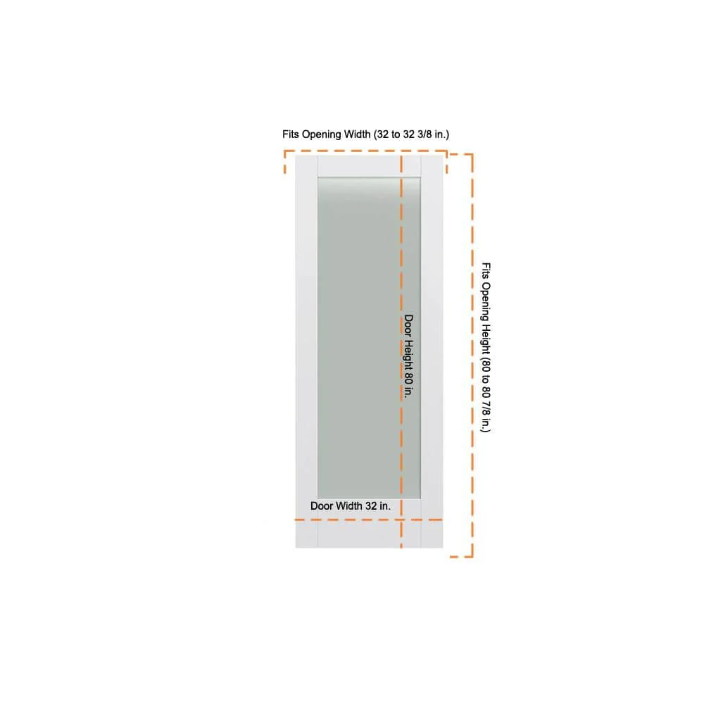 JELD-WEN MODA PMT1011 32 in. x 80 in. Primed Solid Core Wood Interior Door Slab with Translucent Glass - Image 3