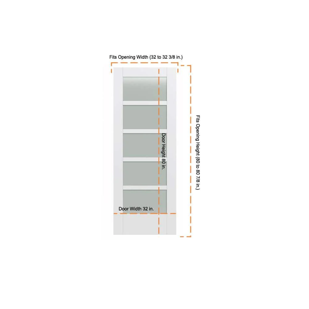 JELD-WEN MODA PMT1055 32 in. x 80 in. Primed Solid Core Wood Interior Door Slab with Translucent Glass - Image 3
