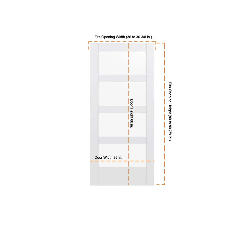 JELD-WEN MODA Primed PMC1044 Solid Core Wood Interior Door Slab with Clear Glass, 36 in. x 80 in. - Image 3