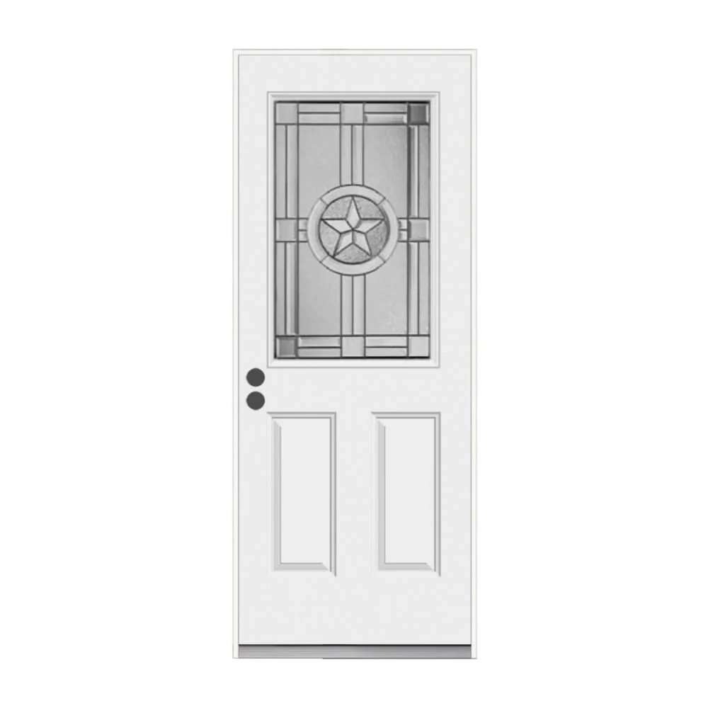 JELD-WEN Radiant Star 36-in x 80-in Steel Half Lite Right-Hand Inswing Primed Prehung Single Front Door