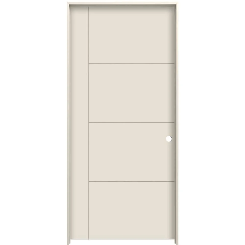 JELD-WEN Studio SL130 32-in x 80-in Primed 5-Panel Square Solid Core Hardboard/Hardwood Left-Hand Single Prehung Interior Door