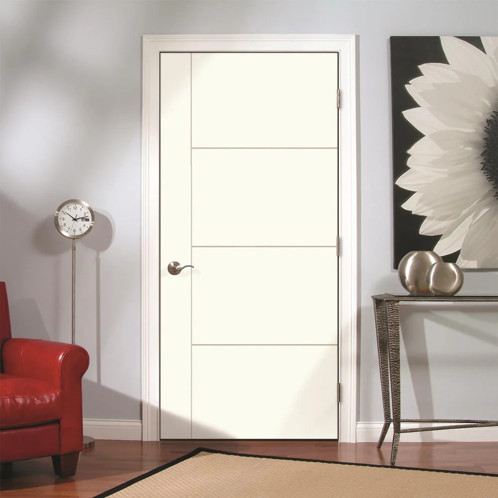 JELD-WEN Studio SL130 32-in x 80-in Primed 5-Panel Square Solid Core Hardboard/Hardwood Left-Hand Single Prehung Interior Door - Image 2
